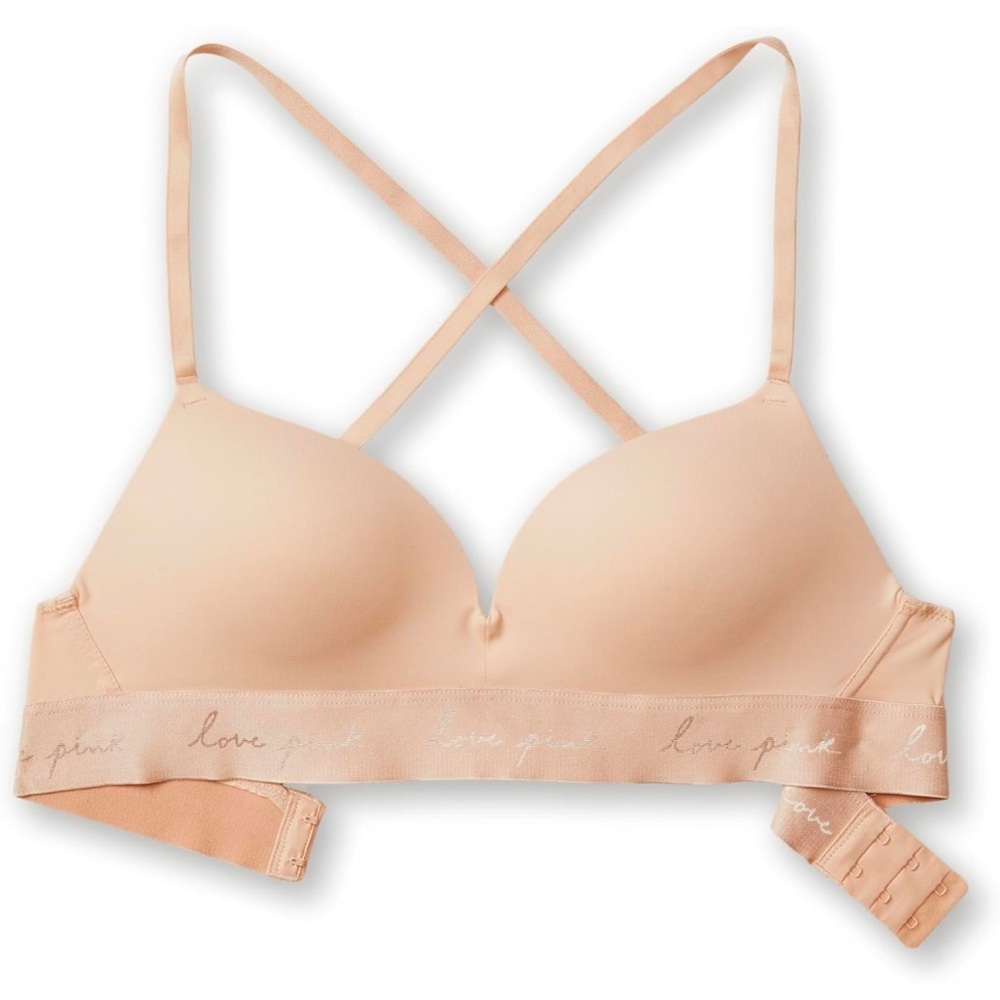 Victoria Secret Pink Wear Everywhere lightly lined Tshirt bra NEW 36C beige